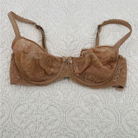 Victoria’s Secret Bra 34D Brown Lace Unlined Demi - Picture 2 of 8